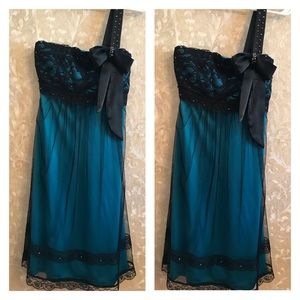 Black & Turquoise party dress